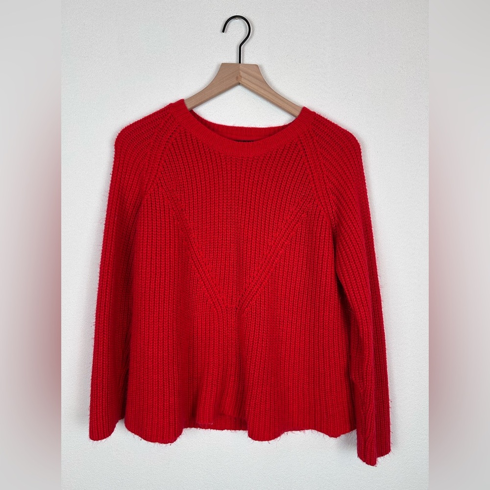 Jacqueline De Yong Red Knit Crewneck Pullover Sweater Large